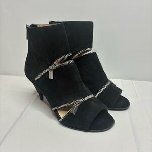 Michael Kors Black Peep Toe Heels w/ Zipper Accents | Size 8 | Gently Used